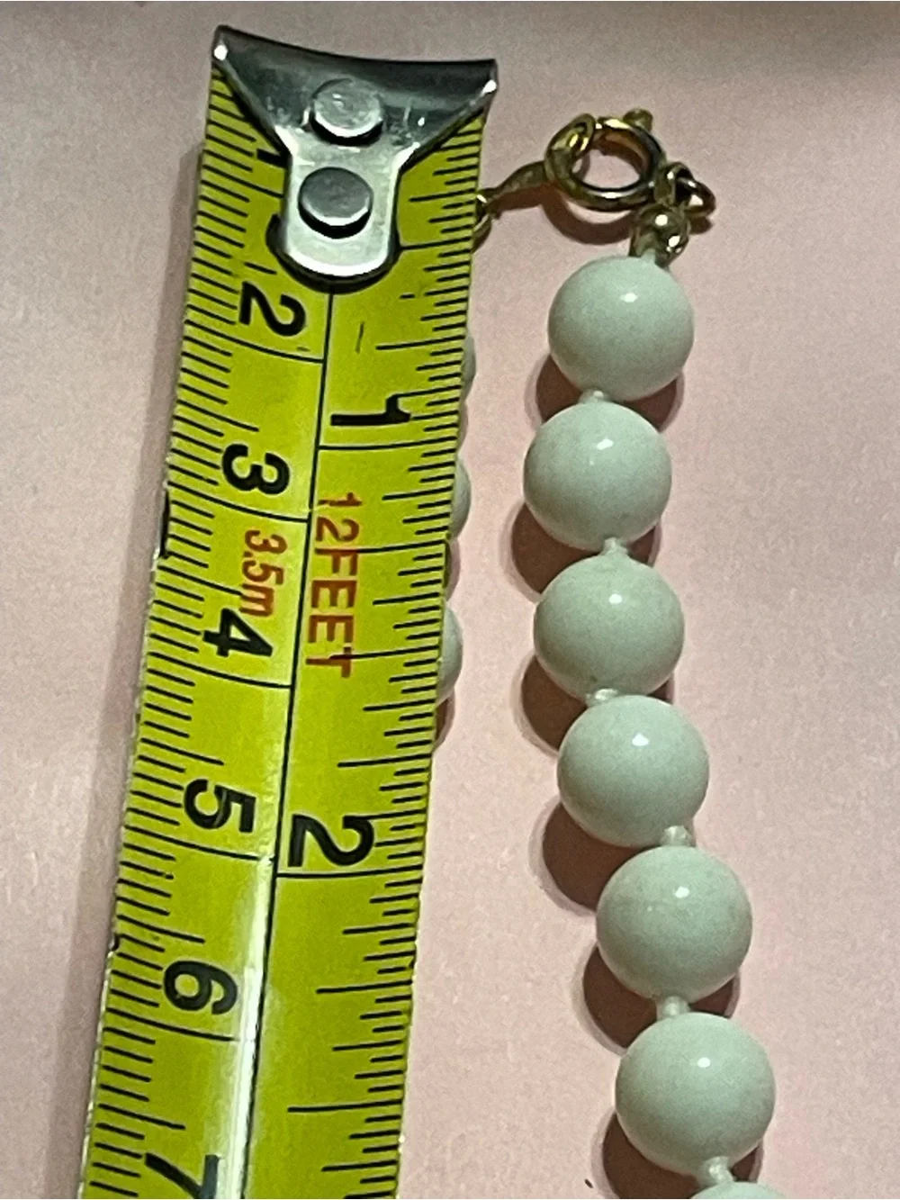 14K GF Knotted Milk Glass Bead Necklace #9181